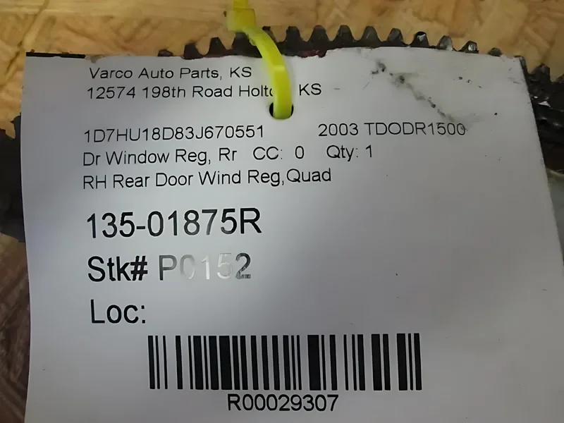 55276102AD Window Regulator - OEM | Fits 2002-2009 Dodge Ram